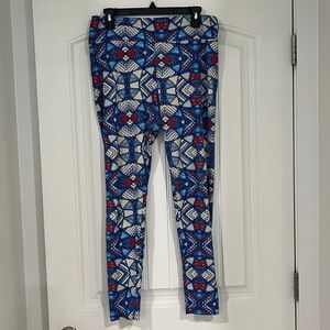 Geometric Blue and Red Leggings